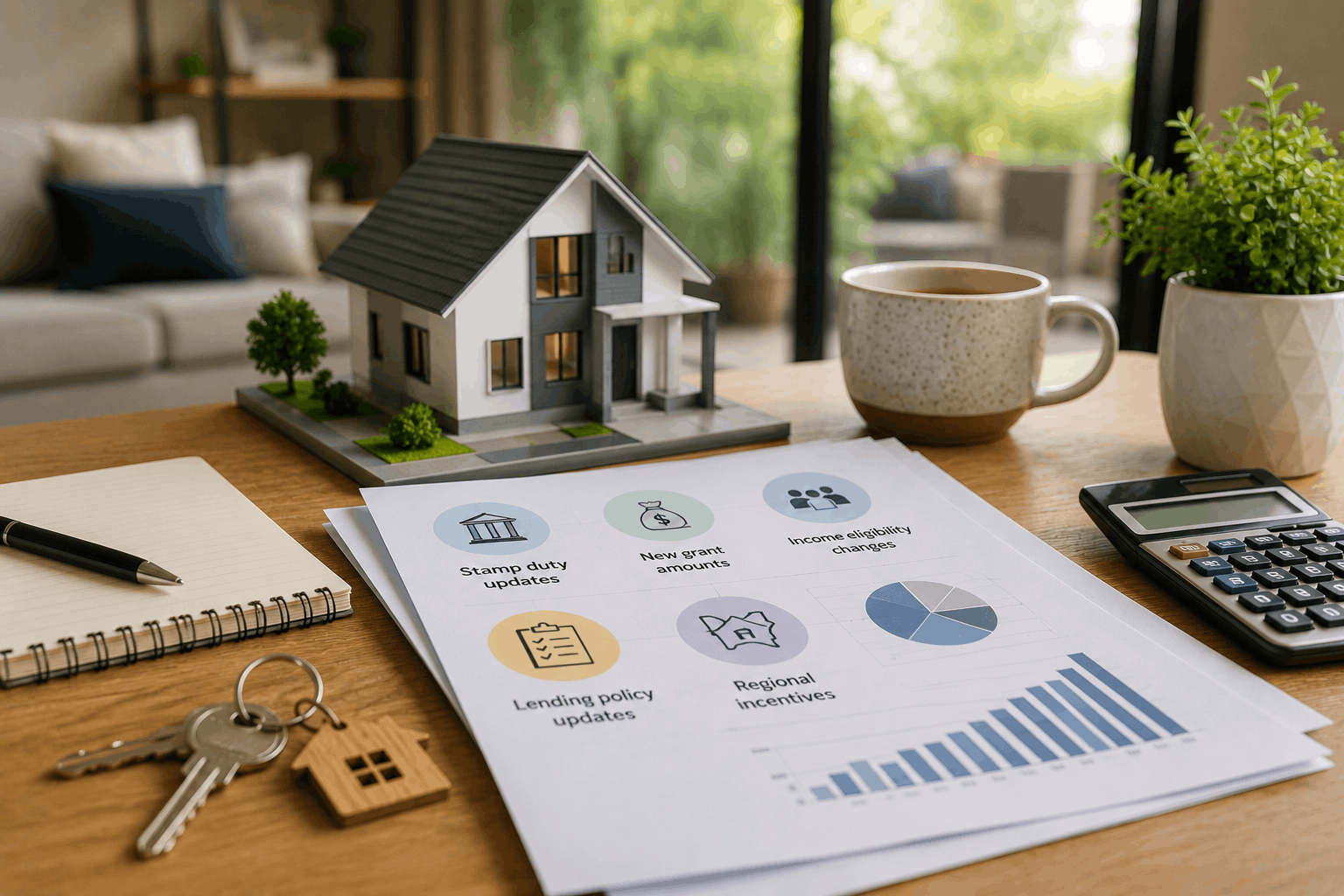 Illustration showing Australia's First Home Guarantee Scheme (FHGS), Help to Buy program, stamp duty concessions and first home buyer grants for 2026.